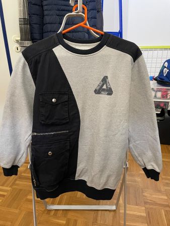 PALACE Patchwork Tri-Ferg Crewneck Grey / Blue, Size M