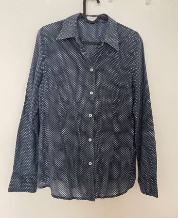 Blau/weiss gepunktete Bluse Grösse 38