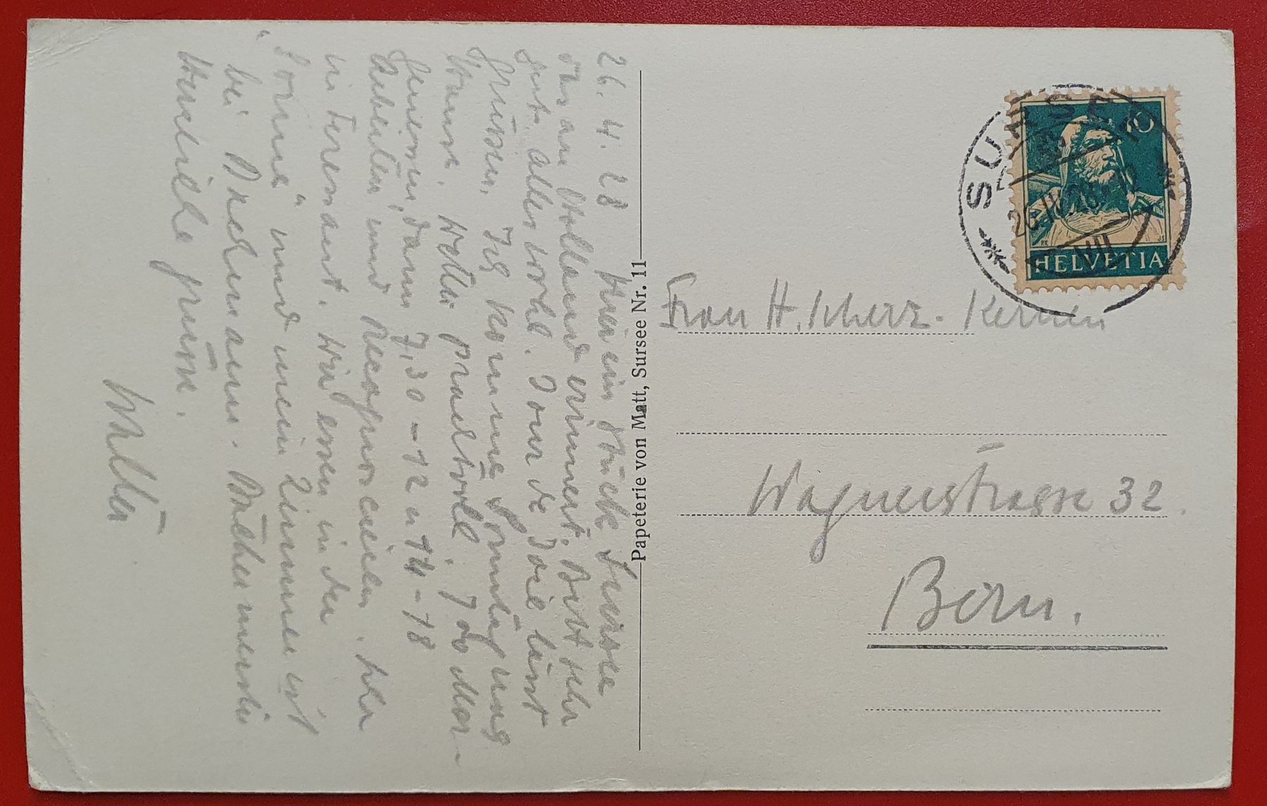 Cartoline postali: Sursee 1928 - Surengasse – Usato da Kreuzlingen venduto da Rschweiz1 1