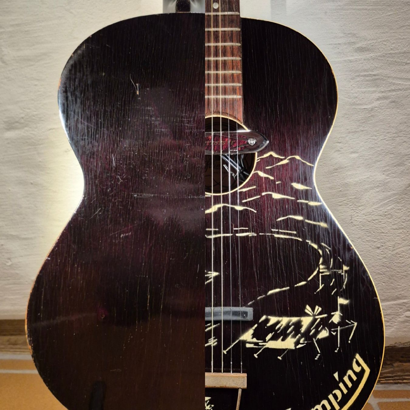 Framus Strumenti musicali: Rubber Bridge Conversion Framus 5/3 Camping 1950er – Usato da Winterthur venduto da NorrSydGuitars 1