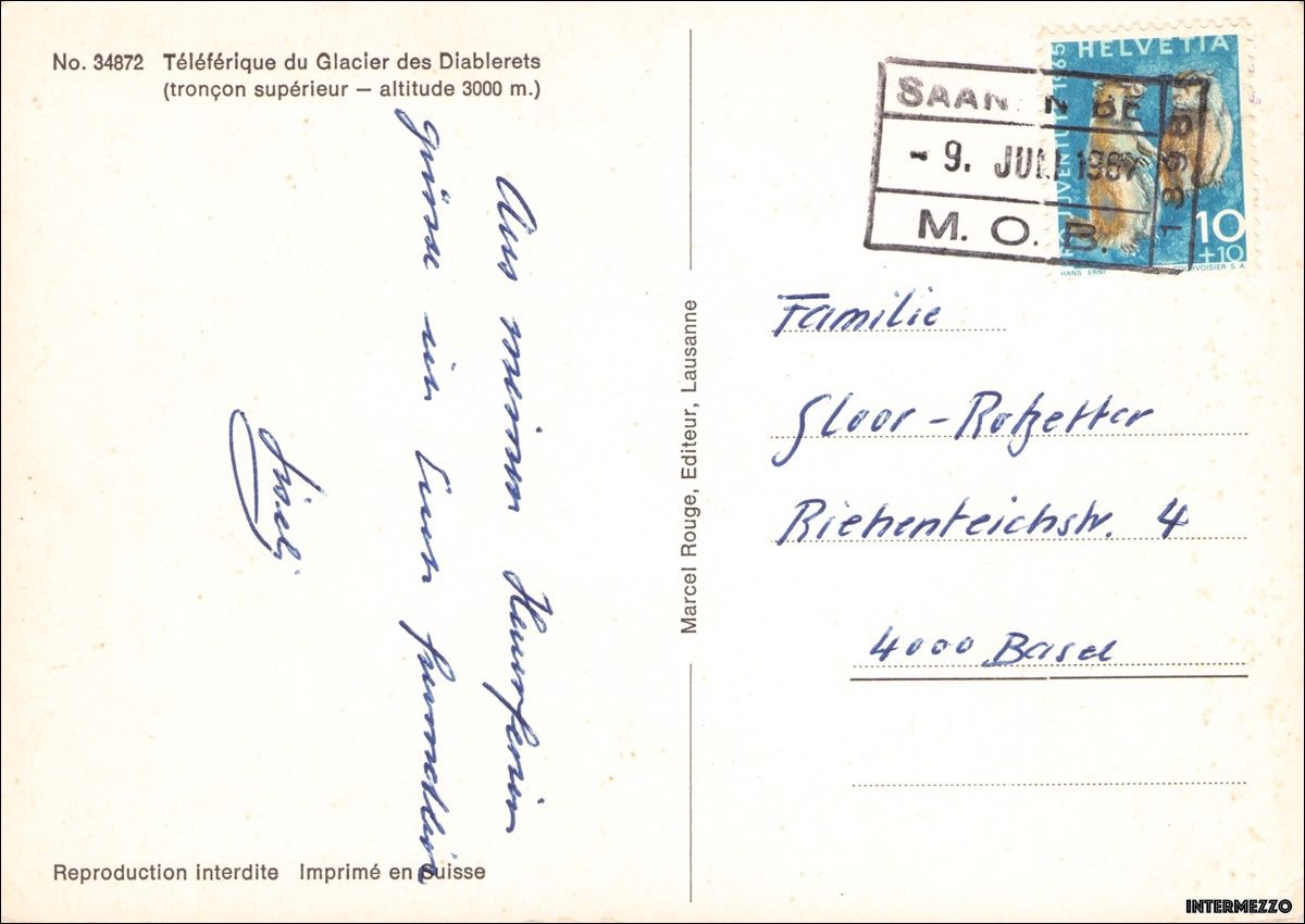 Cartoline postali: Les Diablerets VD // 1967 Seilbahn Gletscher – Usato da Basel venduto da intermezzo12 1