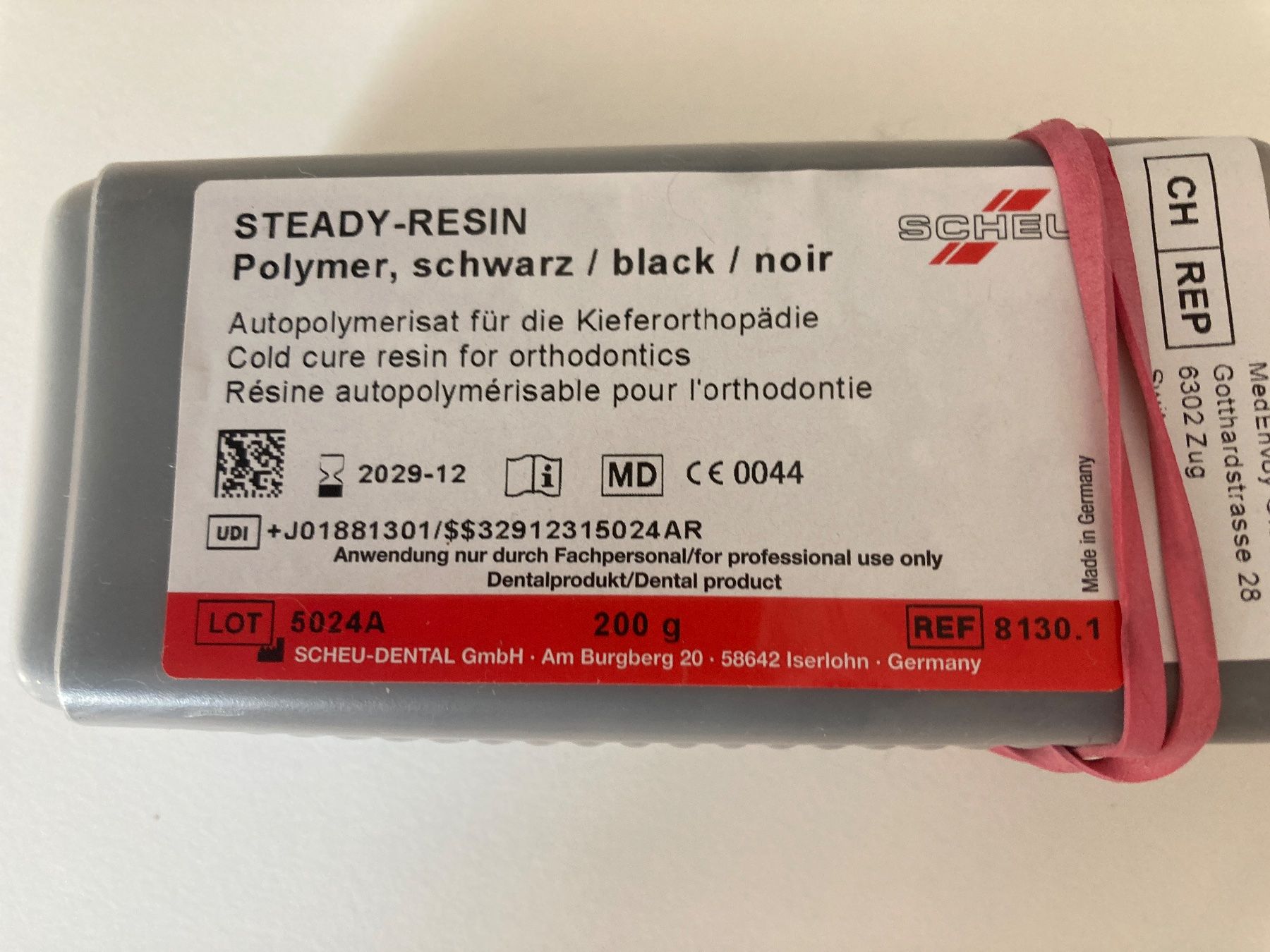 Attrezzature mediche: Scheu STEADY-RESIN Polymer, Glimmer, blau, Silber, neu – Nuovo e nell'imballaggio originale da Kaltbrunn venduto da Silberkiste 1