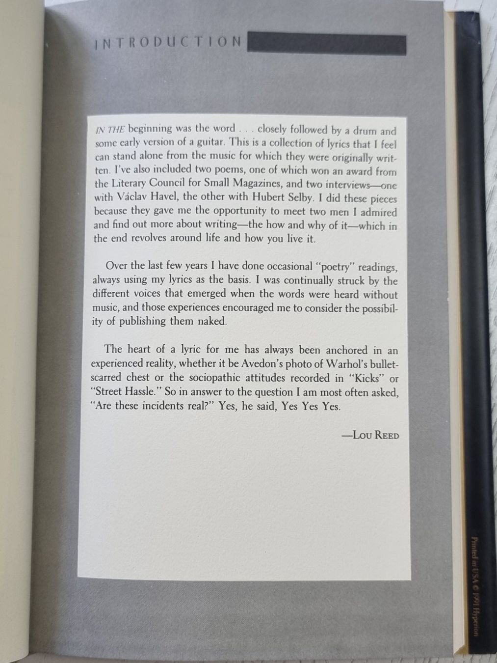 Livres: Lou Reed : Between Thought and Expression Selected Lyrics – D'occasion à Villigen par Tschachtlan 5