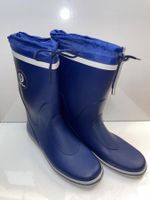 blaue Segelstiefel / Gummistiefel mit Schürkragen, Gr. 46