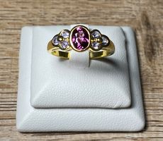 Rhodolith + Tansanit 💎✨ 925 Silber Ring vergoldet S288