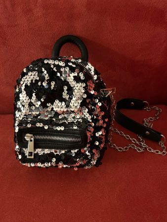 Mini Rucksack Pailletten schwarz/silber