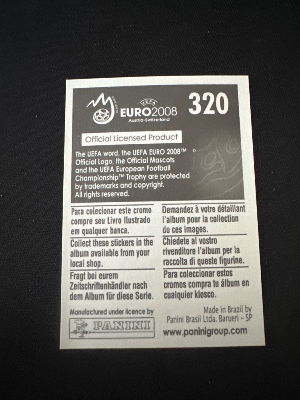 Panini Carte collezionabili: Panini UEFA EM 2008 Sticker - Nr. 320 – Usato da Sulz AG venduto da DealWerk 1