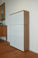 Schuhschrank mit Milchglas, Eichenoptik, 3 Klappen, topp