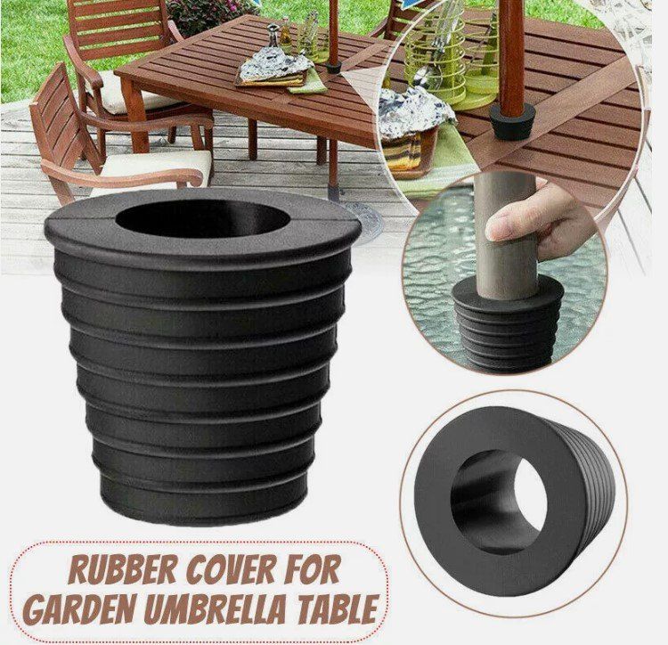 DBOO Sonnenschirm Tischeinsatz 2er Set – 5.1 Cm Lochring Mit Kappe, Schwarz