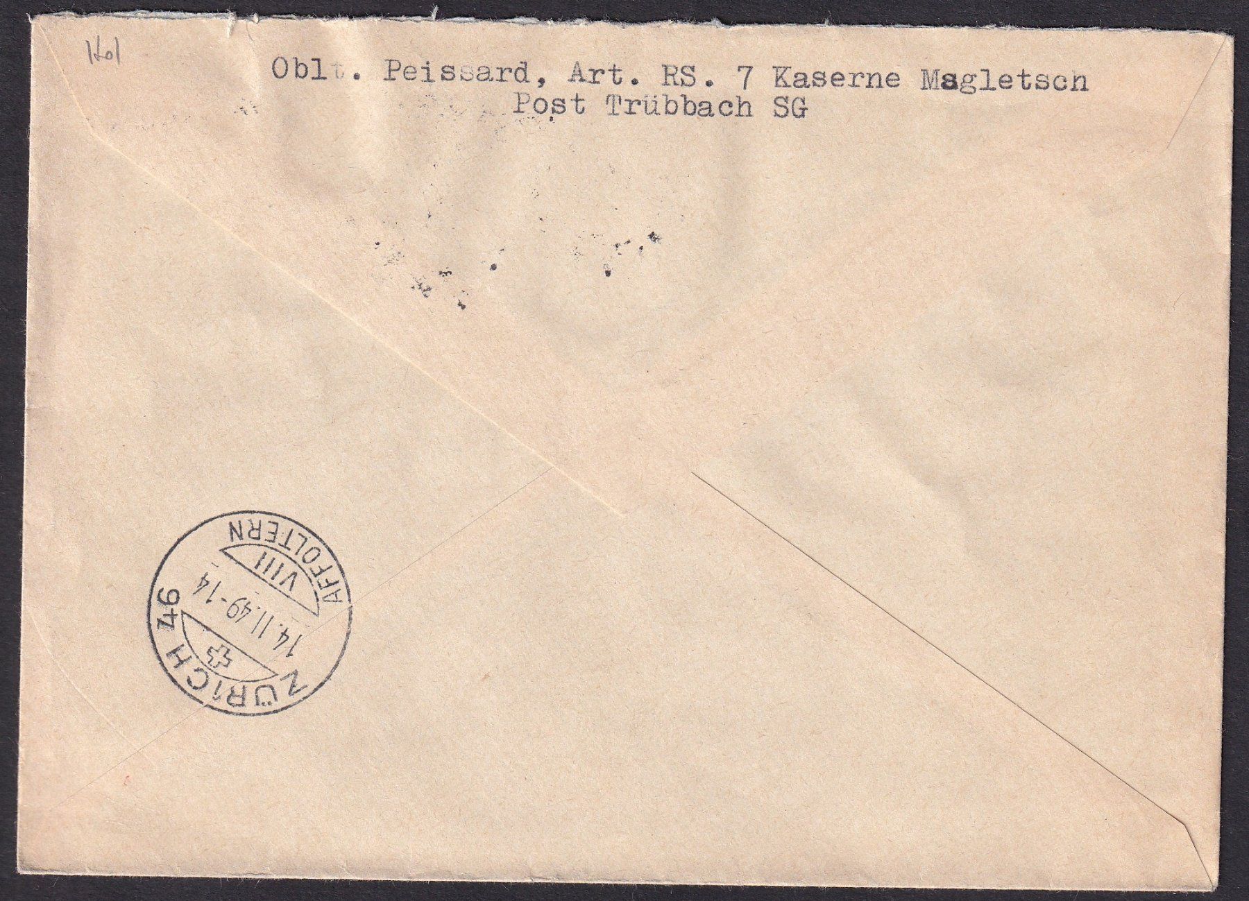 Tutti i francobolli: Exprès Bedarfbrief 80 Rappen Feldpost Trübbach 14.2.1949 – Nuovo (secondo la descrizione) da Olten venduto da clotaldi 1