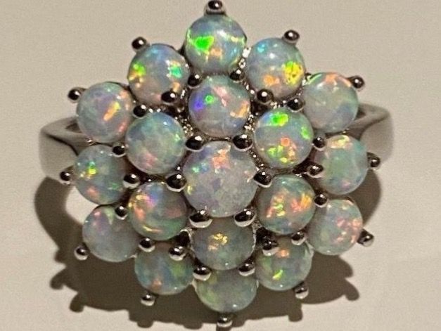 Anelli: Ring Silber 925 Weissgold vergoldet mit Opalen – Nuovo e nell'imballaggio originale da Matten b. Interlaken venduto da kero71 4