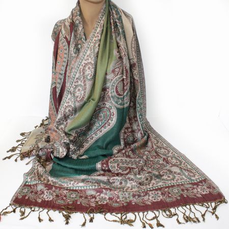 Damenschal Schal Viskose Paisley Pashmina 200x70 Grün 446