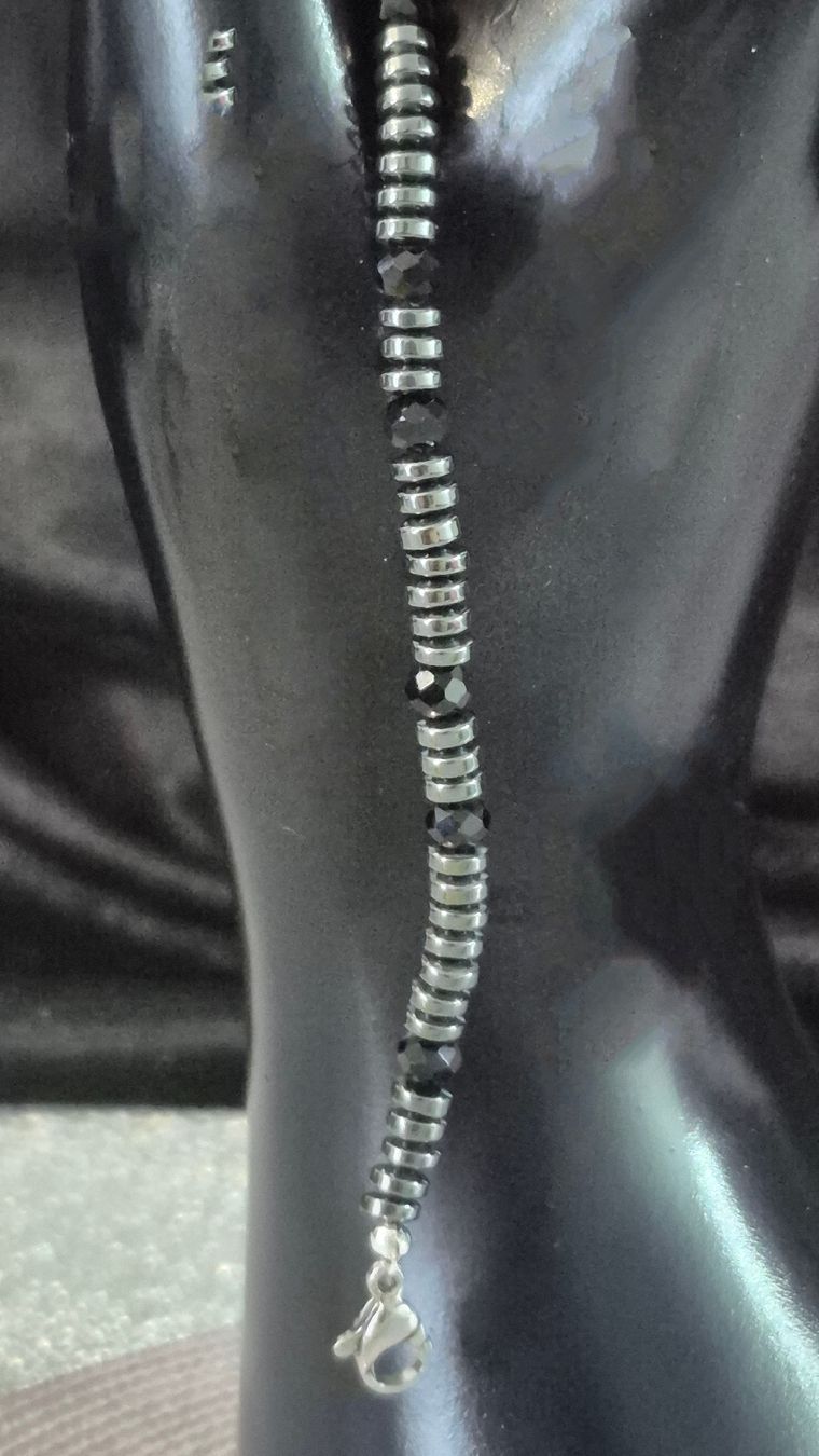 Bracelets: Bracciale agata nera e ematite  20cm nuovo – Neuf (Voir description) à Giubiasco par Stefaniav 2