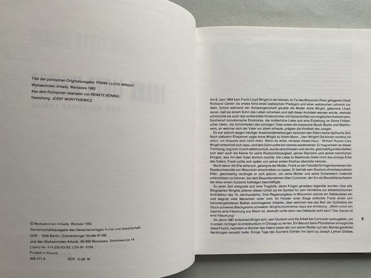 Libri: Frank Lloyd Wright Architecture Book, Rare Edition 1982 – Usato da Zürich venduto da lesgarcons 3