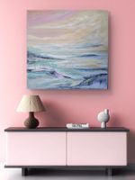 Gemälde auf Leinwand 100x100cm, beige und pink, Unikat!!!