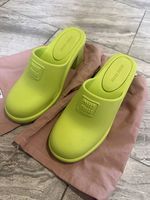 Miu Miu Chartreuse Green Platform Mules 41