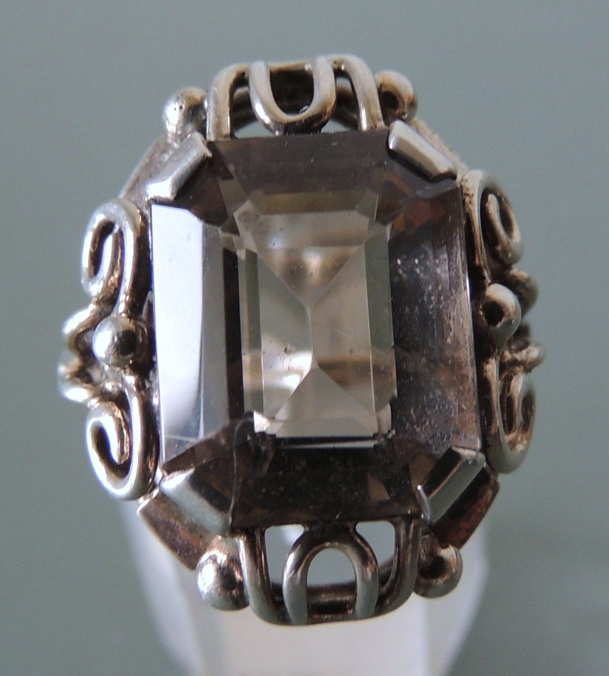 Anelli: Rauchquarz Silber 800 Fingerring Gr. 61 – Usato da Waldenburg venduto da schaller707 1