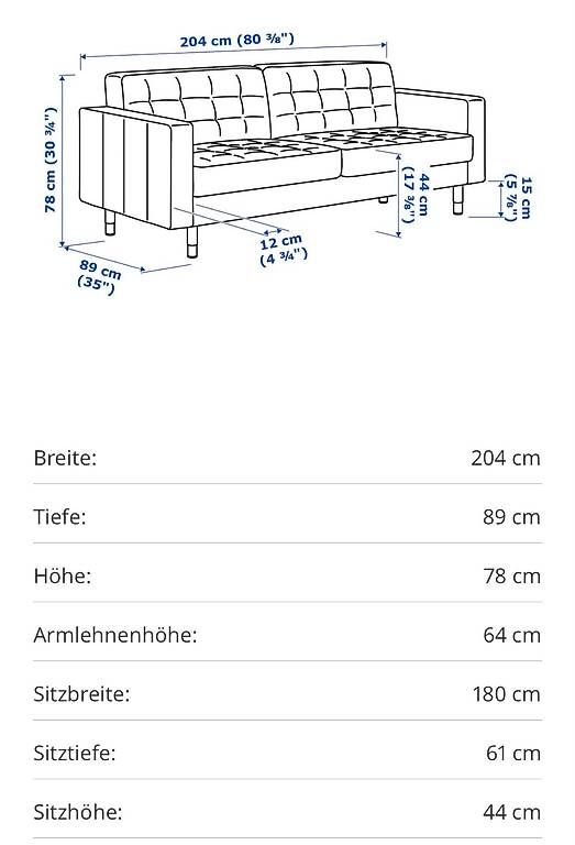 Sofas: Landskrona 3er-Sofa, dunkelgrau  – D'occasion à Killwangen par sea_vf7r 1
