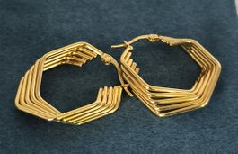 Edelstahlcreolen 18K vergoldet, 5fach, twisted