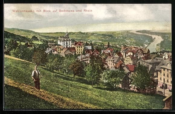 Cartoline postali: Walzenhausen, Ortsansicht mit Blick auf  – Usato da Berlin venduto da bartko-reher