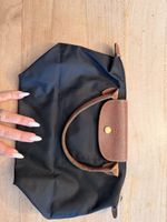 Longchamp Le Pliage Tasche Schwarz Leder-Besatz klein