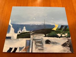 Schönes Gemälde Santorini - 1984 signiert