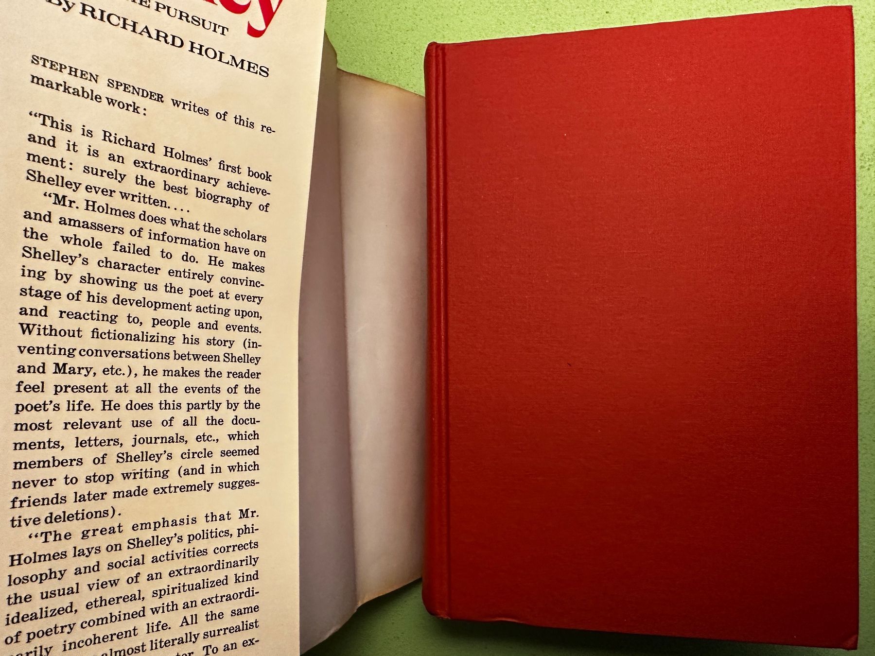 Libri: Richard Holmes: Shelley, the Pursuit. – Usato da Zürich venduto da allp 1