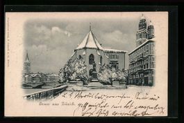 AK Zürich, Stadtpartie im Winter, 1900