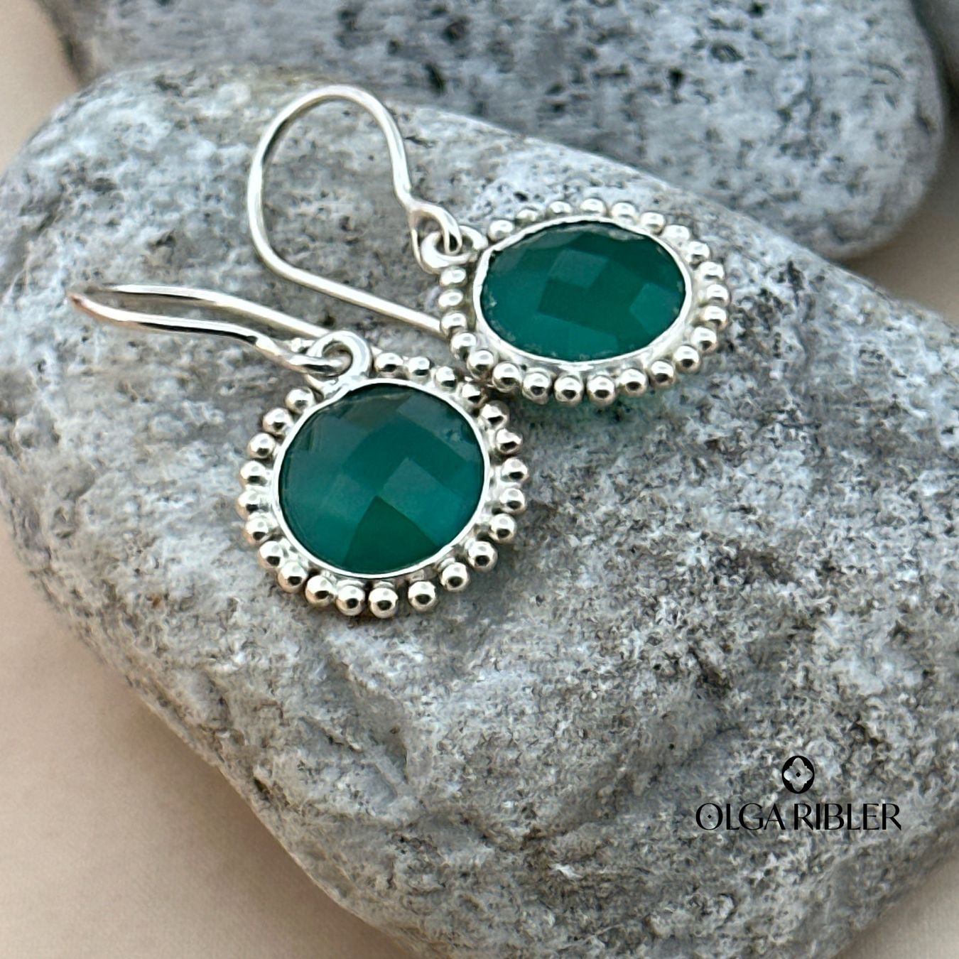 Olga Ribler Ohrringe & -stecker: Ohrhänger - grüner Onyx - Silber 925 – Neu (gemäss Beschreibung) aus Luzern von Schmuckoutlet 2