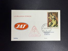 JAT Erstflugbrief Ljubljana-Zürich 1970