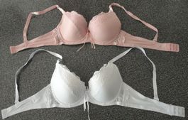BH Ancona Lingerie Weiss + Rosa Gr. 75B 2Stk. neuwertig