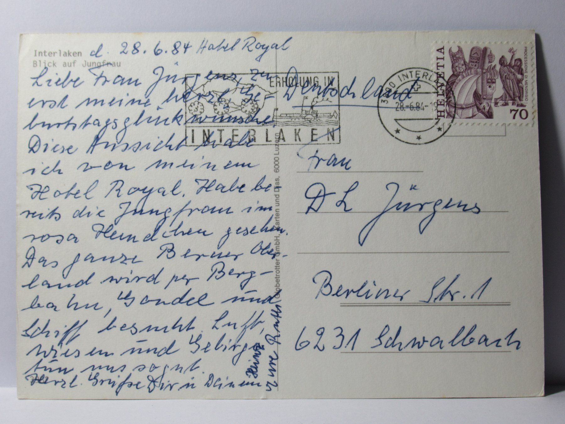 Cartes postales: Interlaken 1984 – D'occasion à Grenchen par Bluemchen1900 1
