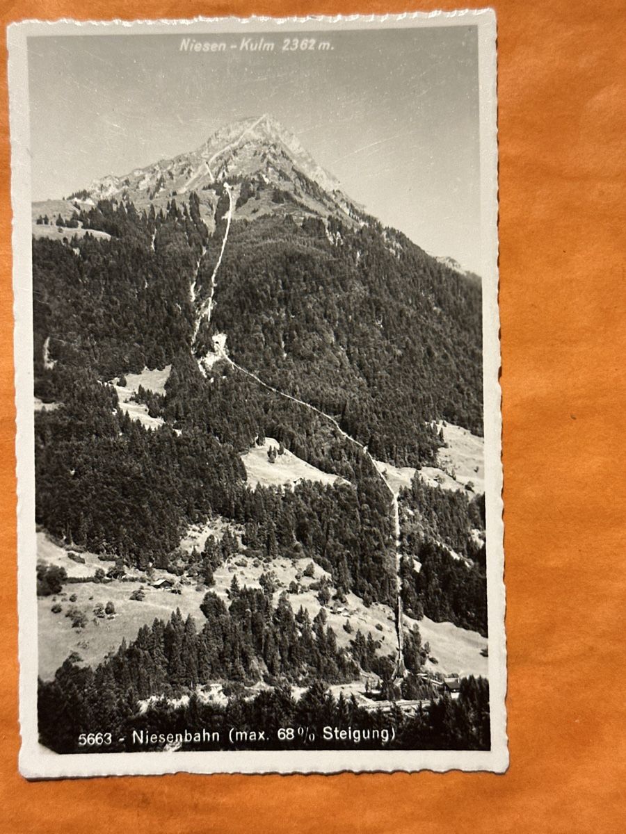 Cartoline postali: Alte Ansichtskarte Niesenbahn max. 68% Steigerung. 2362 M.ü. – Usato da Zürich venduto da Chaeffeler
