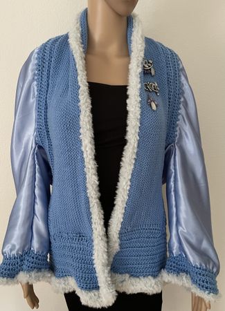 Jacke Hellblau Glanz  Neu