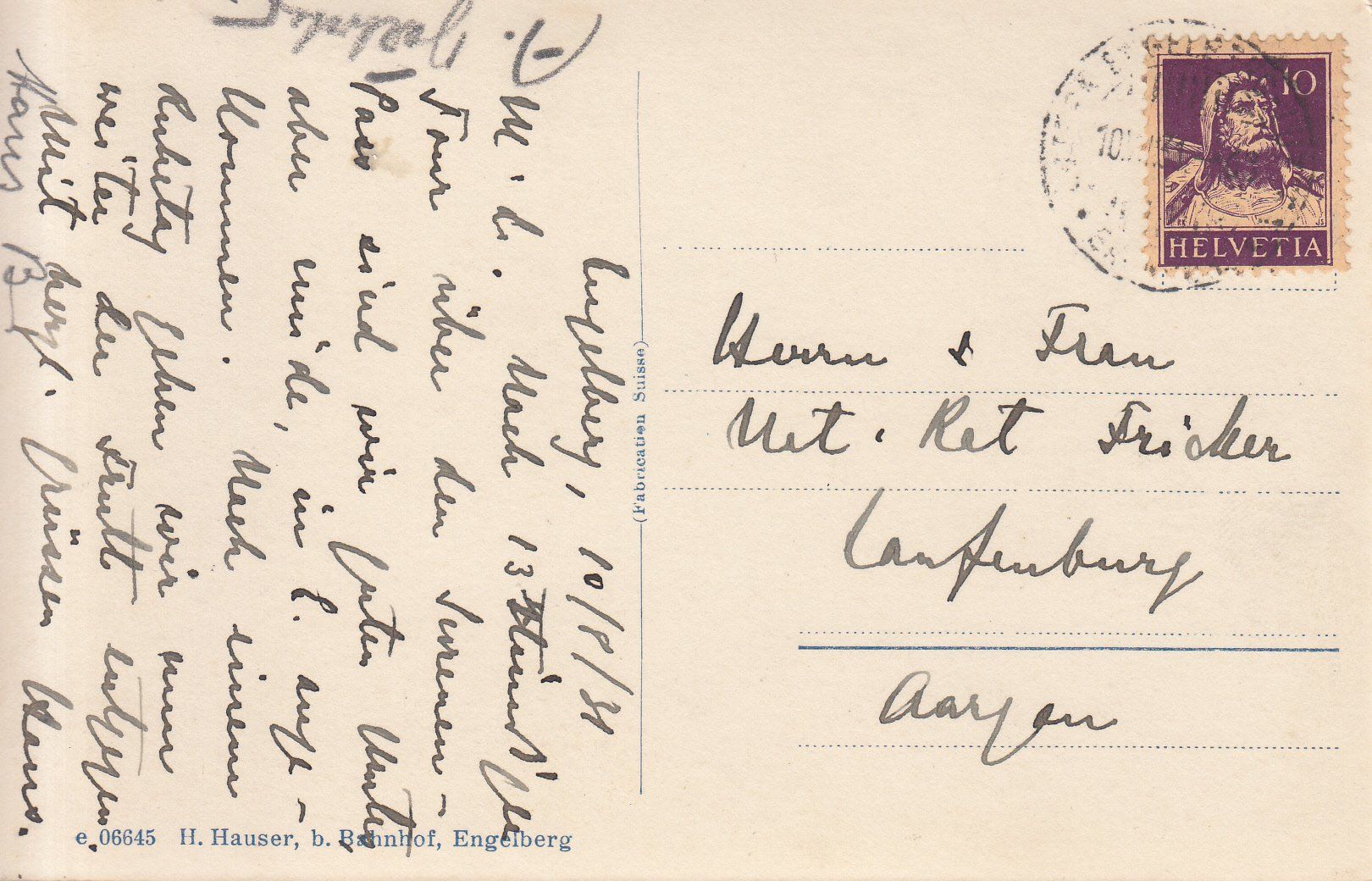 Cartoline postali: Engelberg 1931 – Usato da Bürglen TG venduto da StampGraf 1