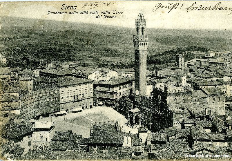Cartoline postali: Siena - Panorama + 1904 Strafporto – Usato da Emmenbrücke venduto da teestube
