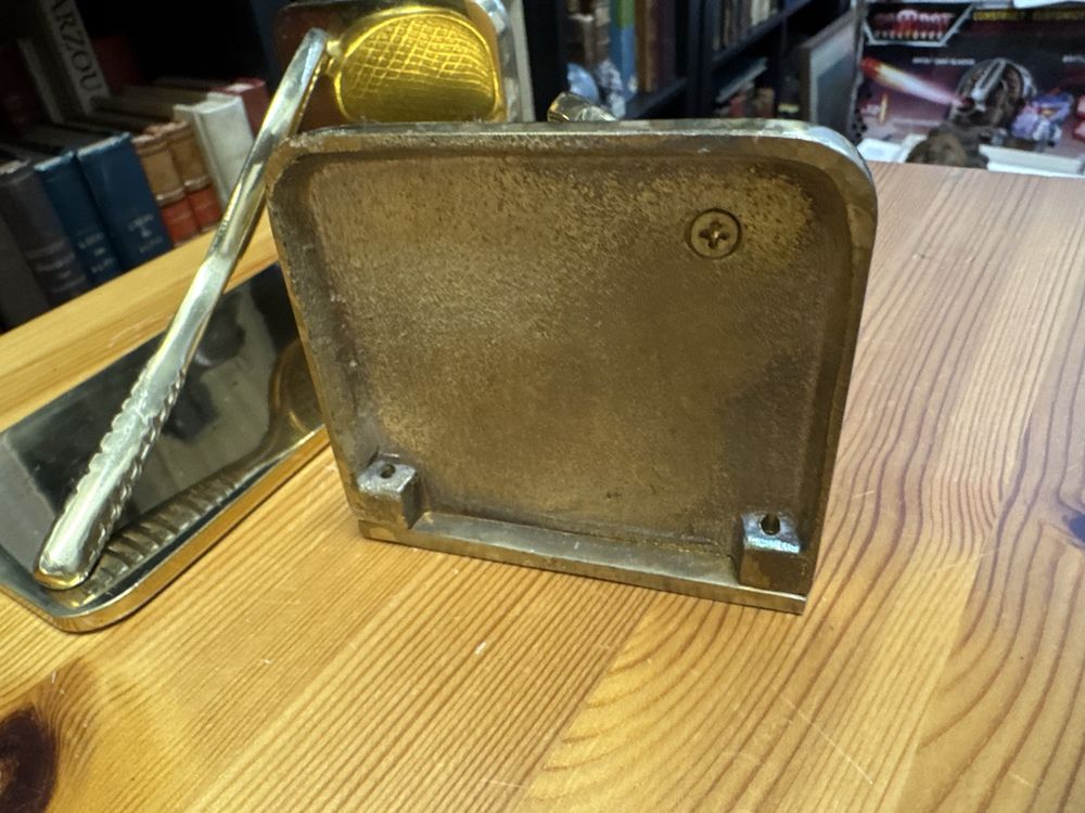 Vintage Buchstützen Messing Tennisschläger 70er Jahre