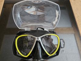 Taucherbrille SCUBAPRO schwarz gelb mit Koffer guter Zustand