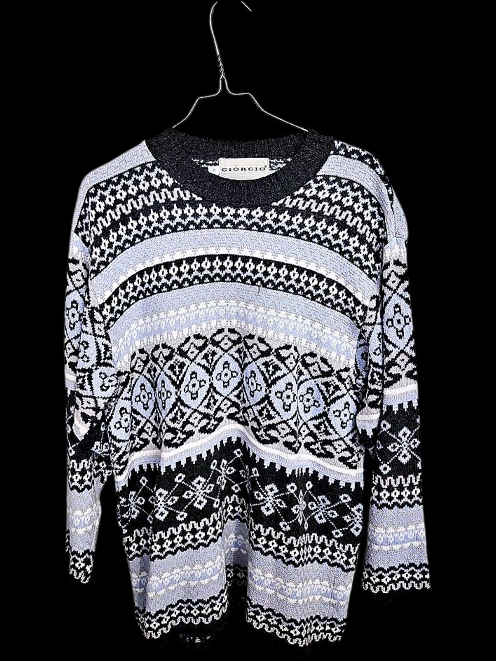 Pullover & Sweatshirts: GIORGIO Fair Isle Pullover – Größe 46 – Schwarz & Hellblau – Gebraucht aus Zug von vinokilo 1