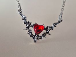 Gothic Halskette mit Rotem Herz Vampir Halloween Y2K