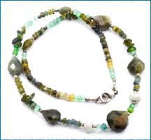 ♛ Labradorit / Edelsteine - Mix Kette ca. 40.5cm 925 Silber