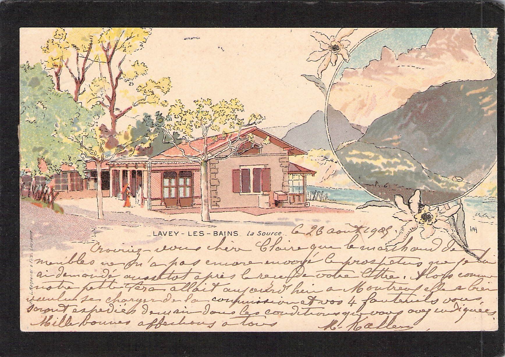 Ansichtskarten: Lavey - Les Bains VD , La Source , gel. 1905 – Gebraucht aus Reichenburg von Pipo-67