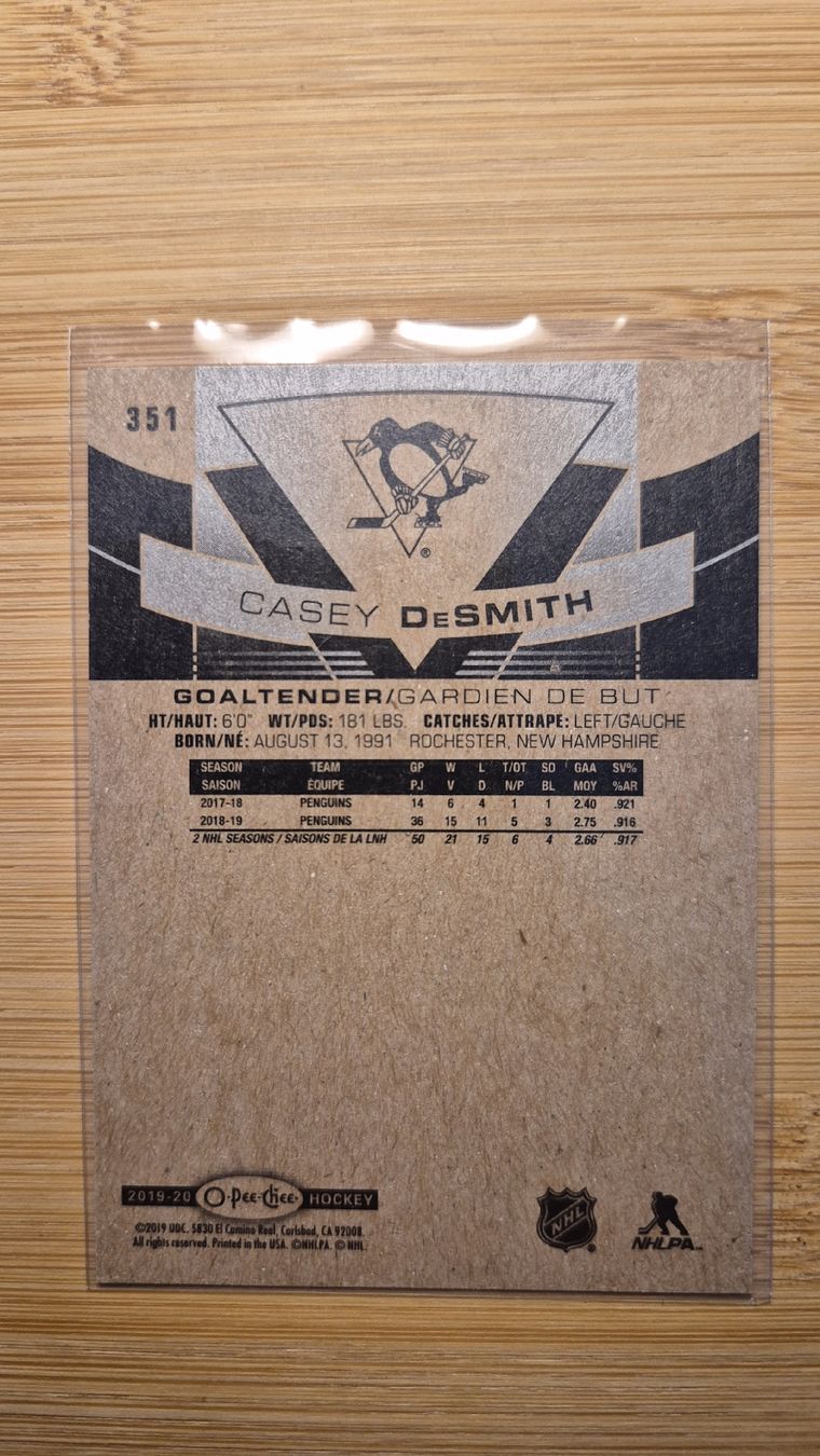 NHL Carte collezionabili: NHL Casey DeSmith Pittsburgh Penguins – Usato da Bellach venduto da IceCards-80 1