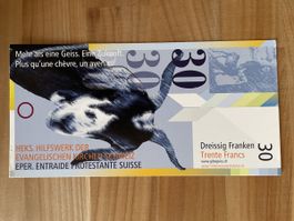 AK Werbung von HEKS 30er Geldnote