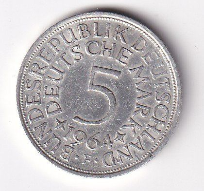 Tutti le monete: Deutschland 5 Mark 1964 F – Usato da Neuchâtel venduto da karlpierrino 1