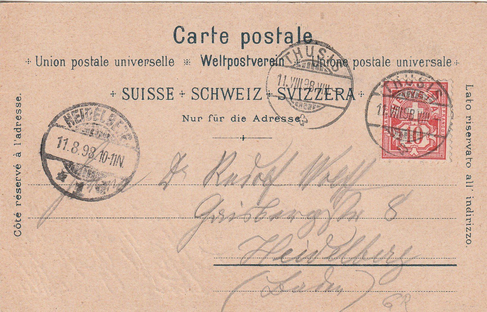 Cartoline postali: Thusis - Litho - 1898 - Graubünden – Usato da uttwil venduto da koe_z8jm 1