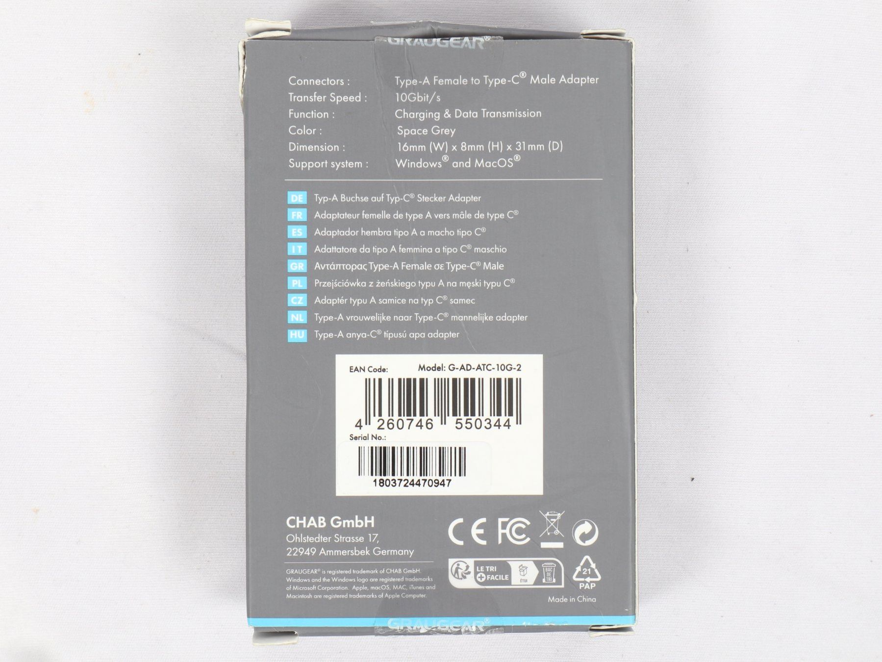 Unità & Adattatore: GRAUGEAR USB-A auf USB-C Adapter 3.2 Gen2 – Nuovo (secondo la descrizione) da Steinen venduto da Restwert_Steinen 6