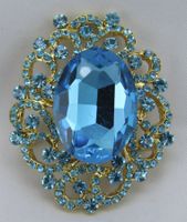 BROSCHE - Mode Schmuck - Vintage - Blaue Glitzersteine - Neu