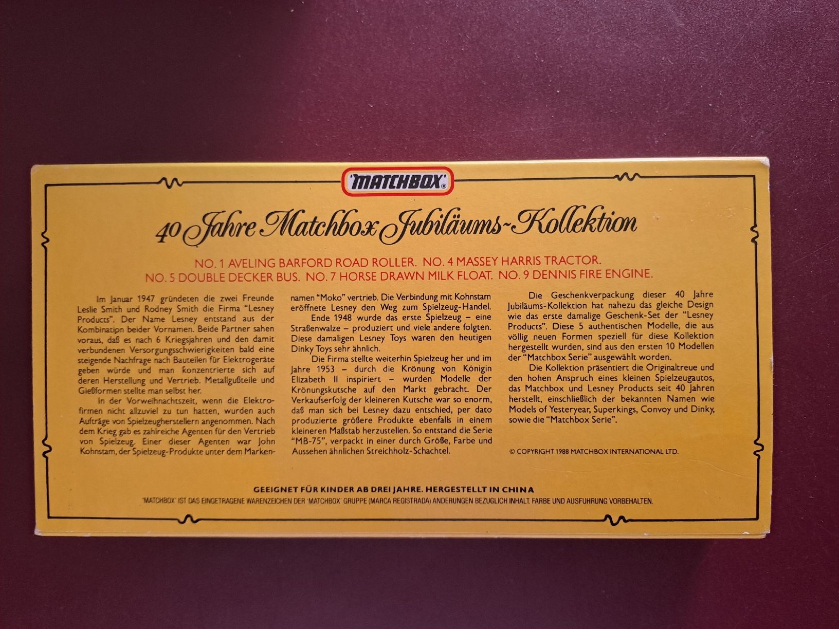 Matchbox Modellini d'auto: Matchbox 40th Anniversary Collection, Jubiläum – Usato da Niederbipp venduto da Brocki-Bude4704 1