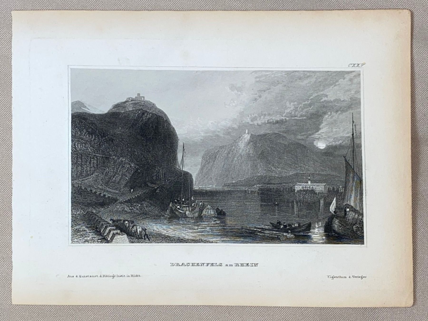 Stiche: Stich antik Drachenfels am Rhein – Gebraucht aus Vaduz von Unikate-Markt